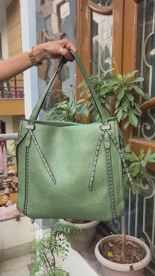 Emerald Grace Studded women Tote Bag