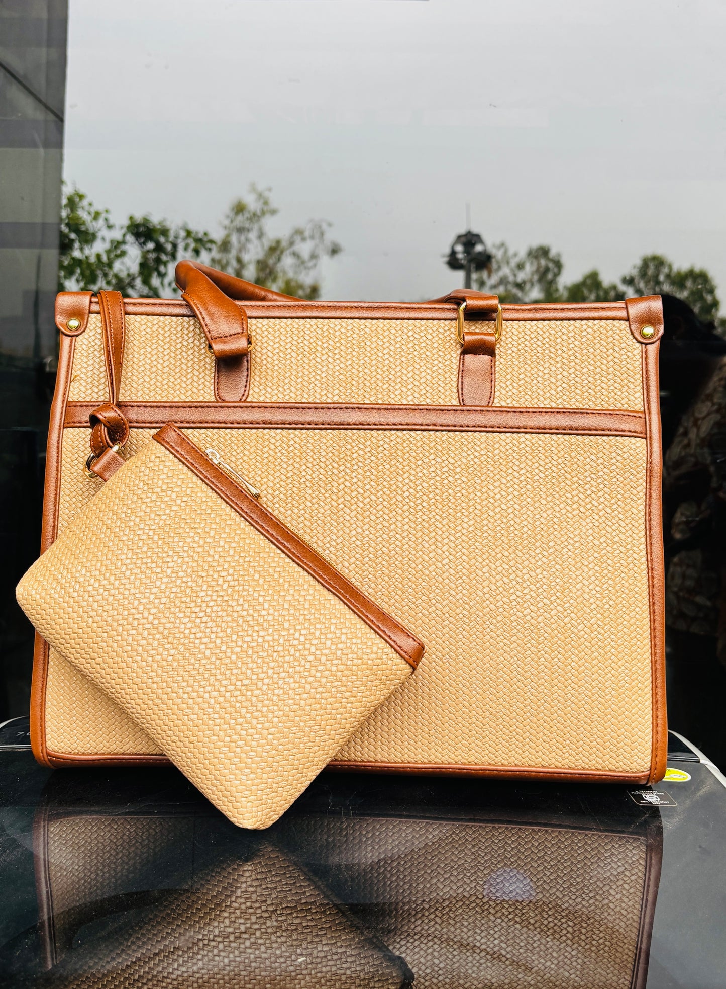 Beige Laptop Bag for Women